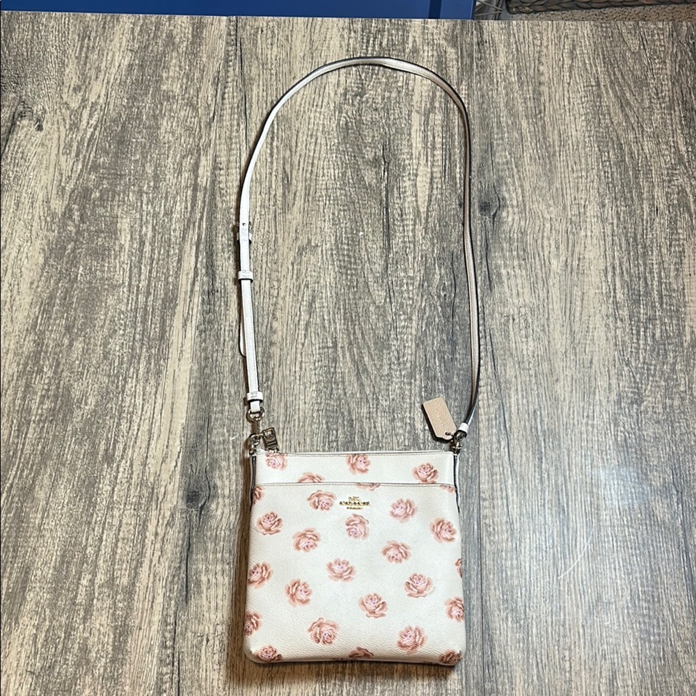 Coach Cream and Pink Crossbody Bag with Classic Design